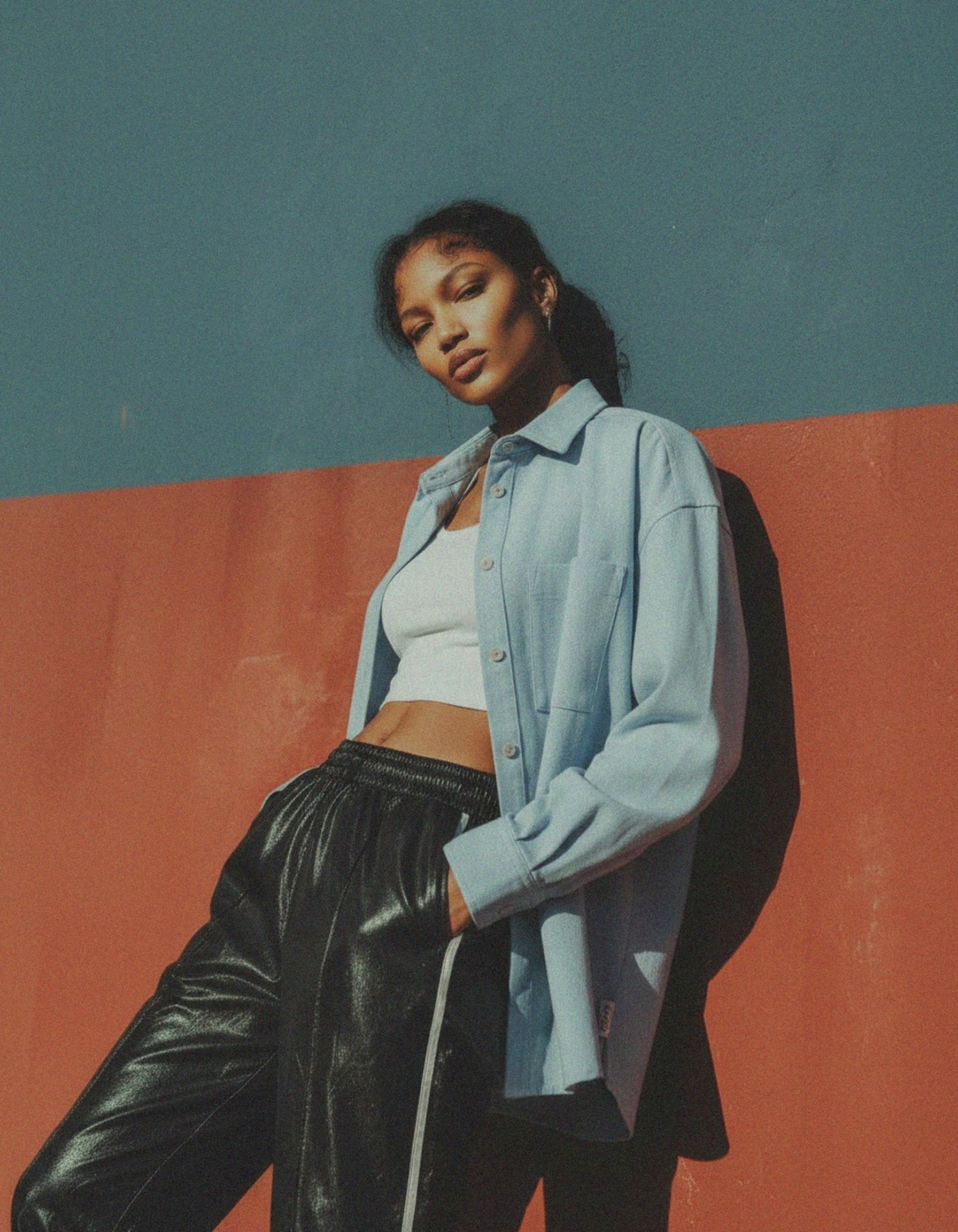 Oversized Light Blue Button-Up Shirt photo 2