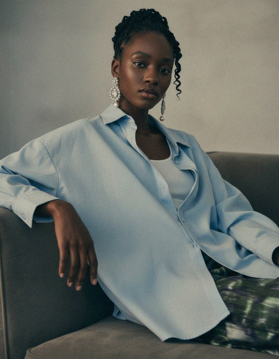 Oversized Light Blue Button-Up Shirt photo 3