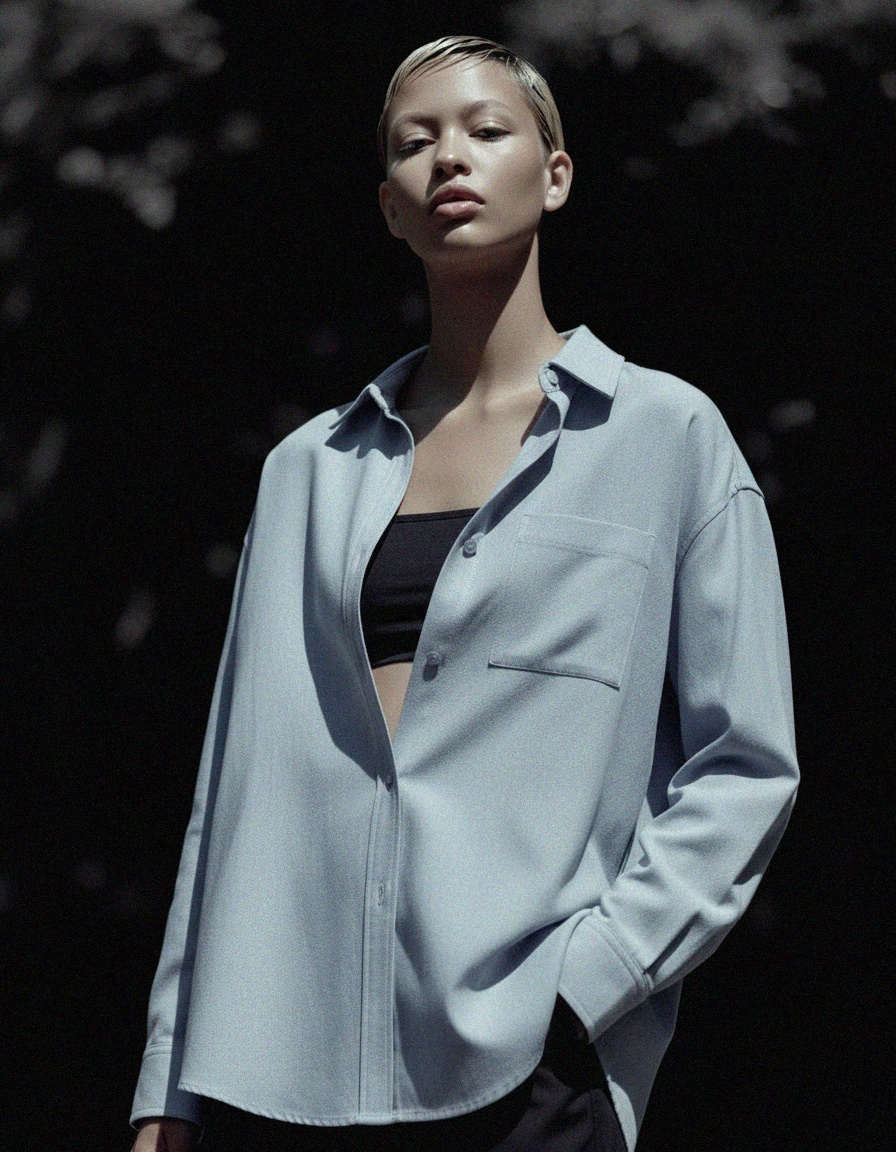 Oversized Light Blue Button-Up Shirt photo 4