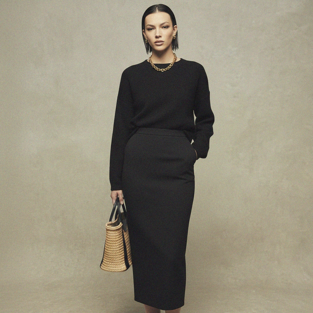 Sleek Black Form-Fitting Maxi Skirt photo 2