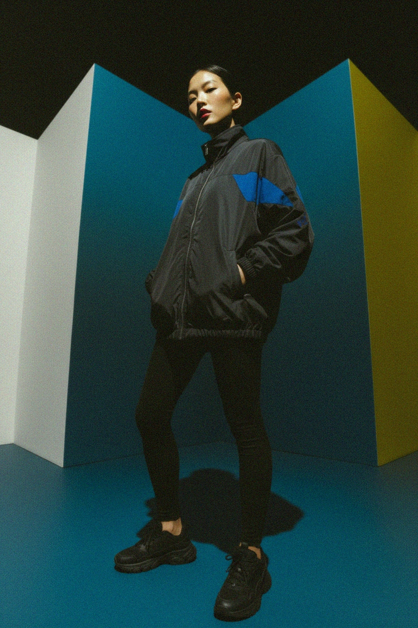 Oversize Color Block Windbreaker Jacket photo 3