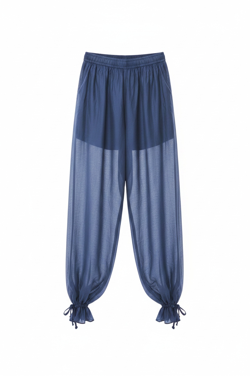Flowy Blue Harem Pants with Ruffled Ankles photo 1