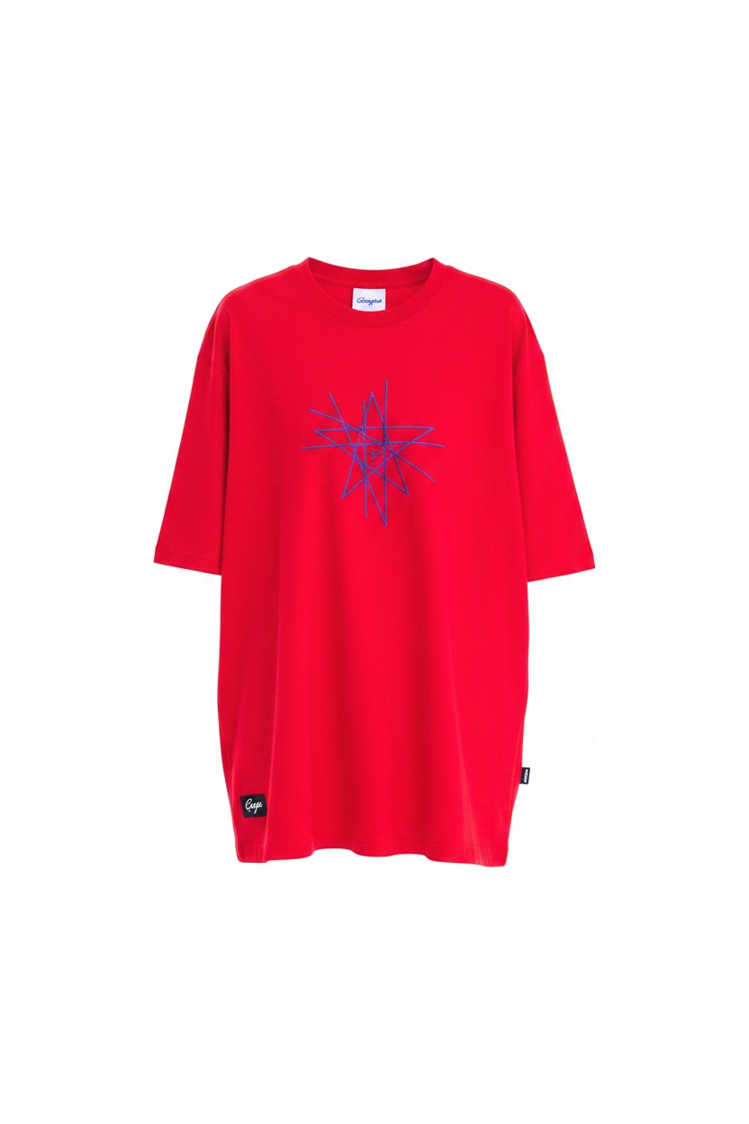 Oversize Red T-shirt with Supergirl Star Graphic photo 1