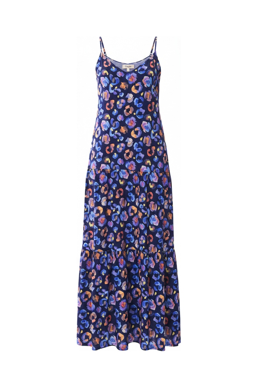 Abstract Floral Print Tiered Maxi Dress photo 1