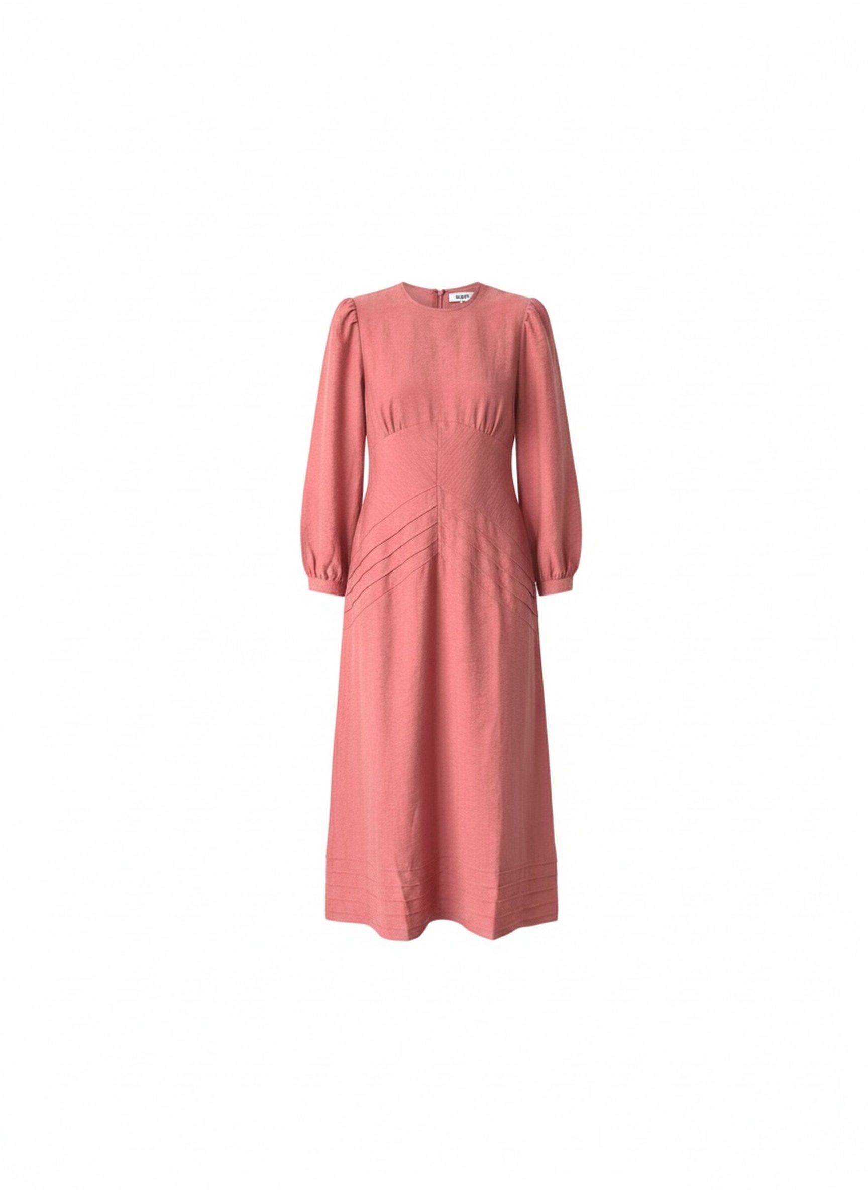Dusty Rose Midi Dress with Long Sleeves photo 1