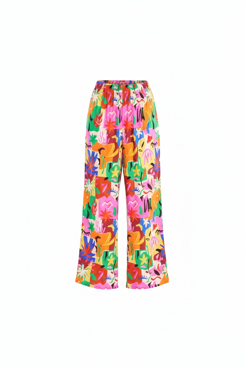 Vibrant Abstract Print Wide-Leg Pants photo 1