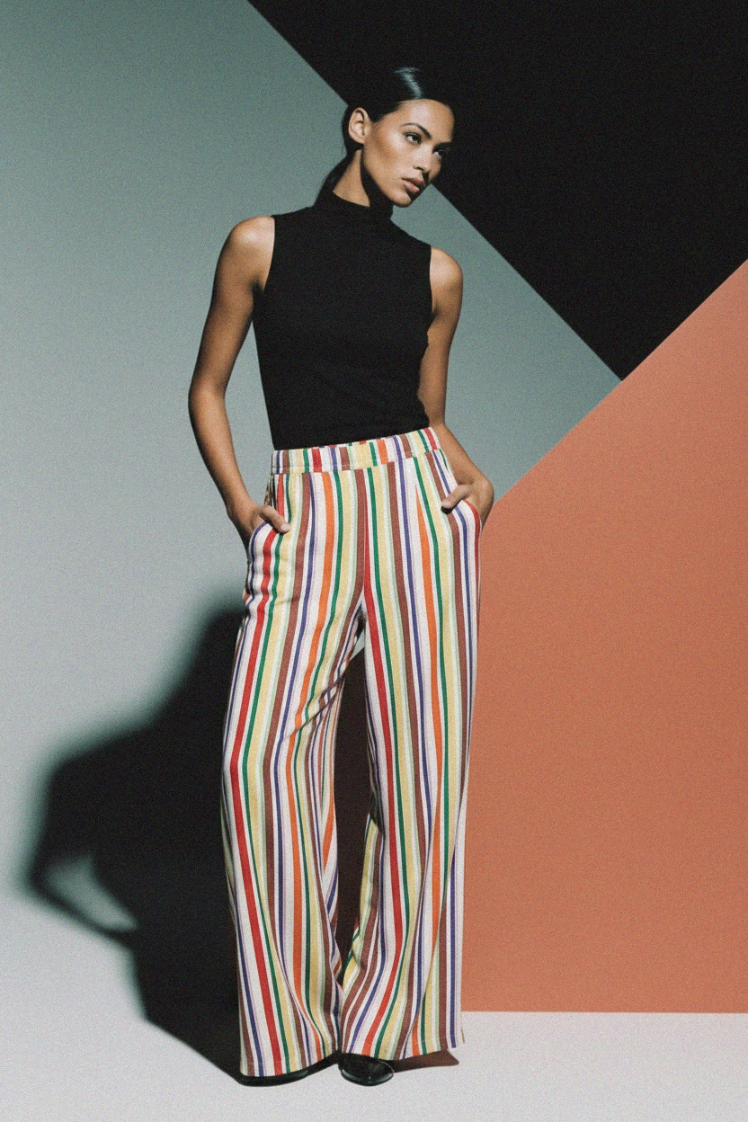 Vibrant Striped Wide-Leg Beach Pants photo 3