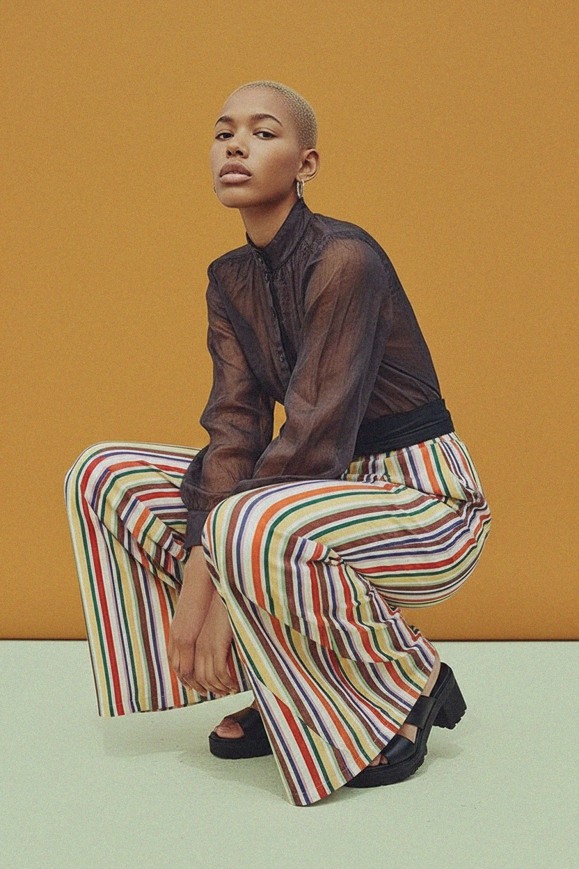Vibrant Striped Wide-Leg Beach Pants photo 4