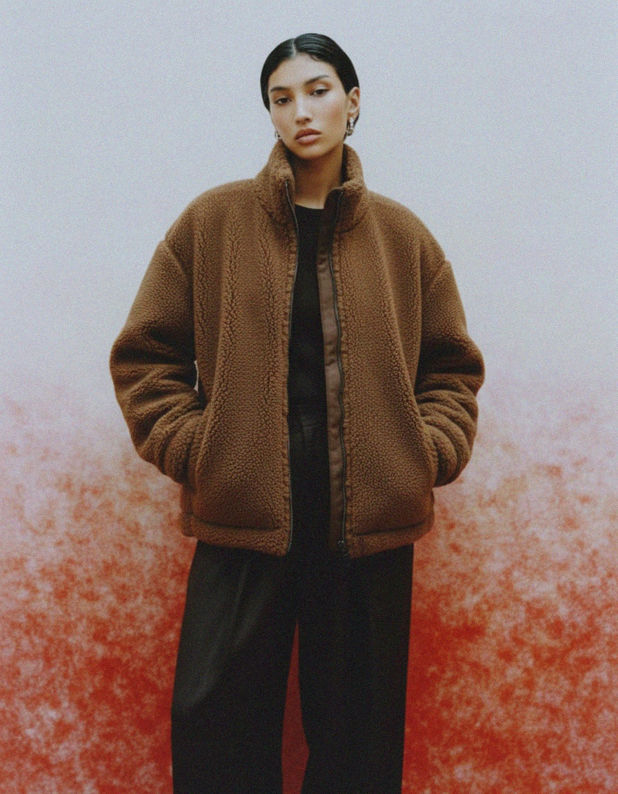 Cozy Brown Teddy Fleece Zip-Up Jacket photo 4