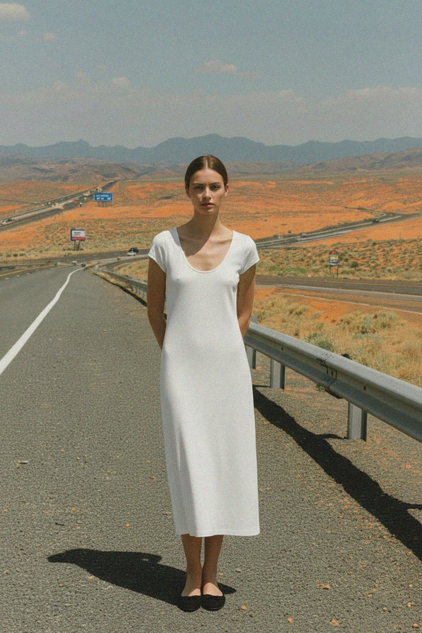 Effortless White Midi Dress with Scoop Neck photo 4