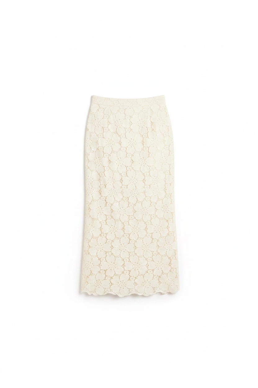Delicate Eyelet Lace Midi Skirt photo 1