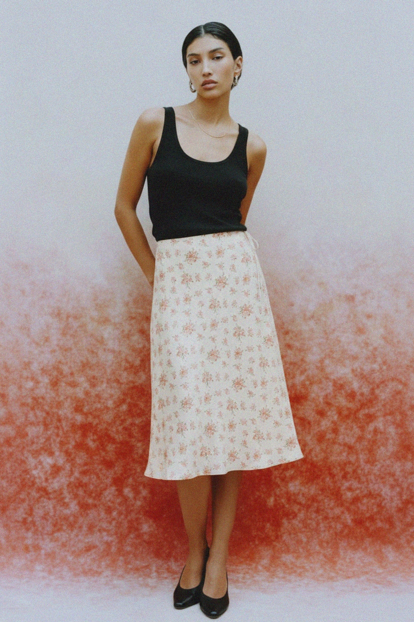 Elegant Floral Print Midi Skirt photo 3