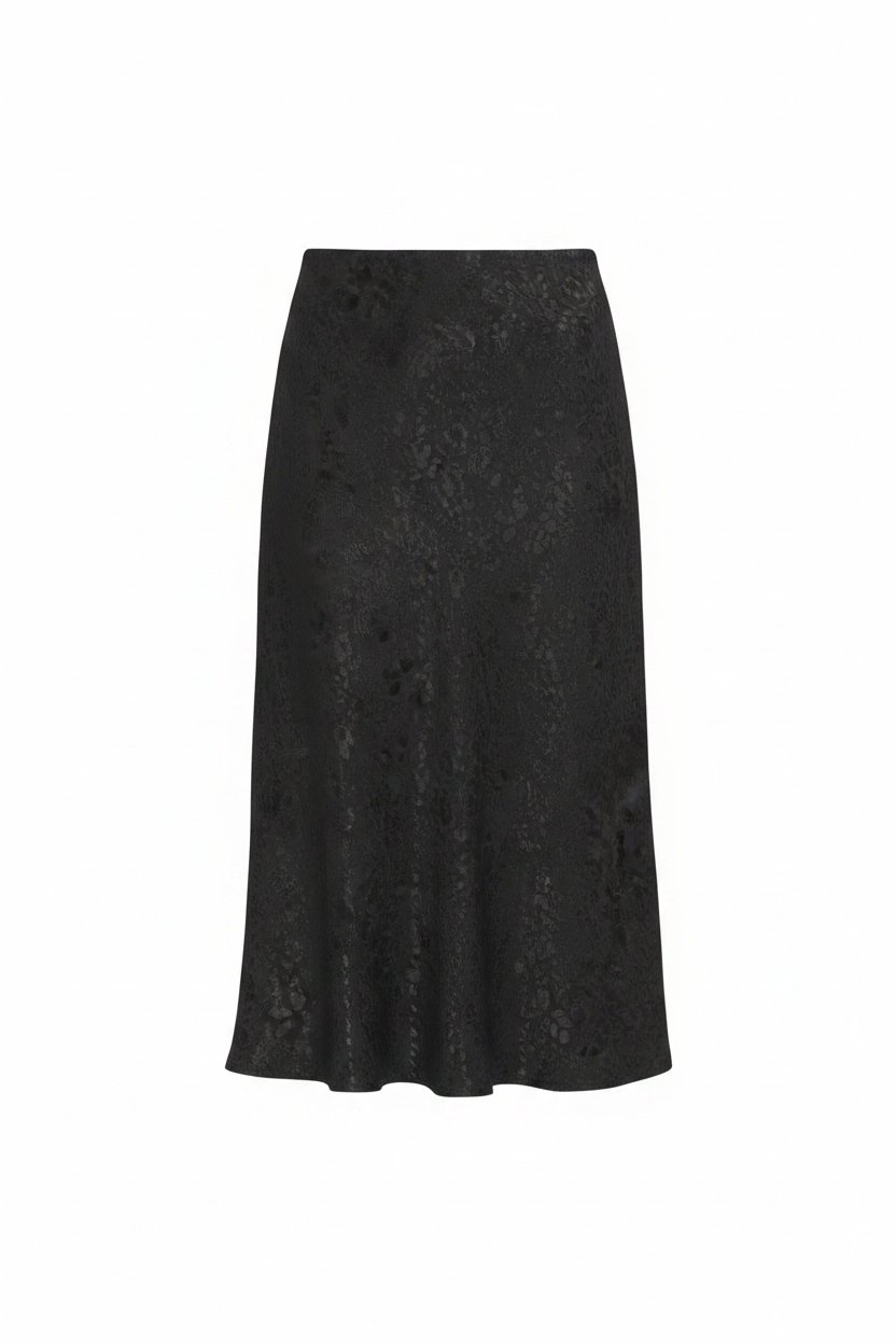 Black Patterned Midi Skirt photo 1