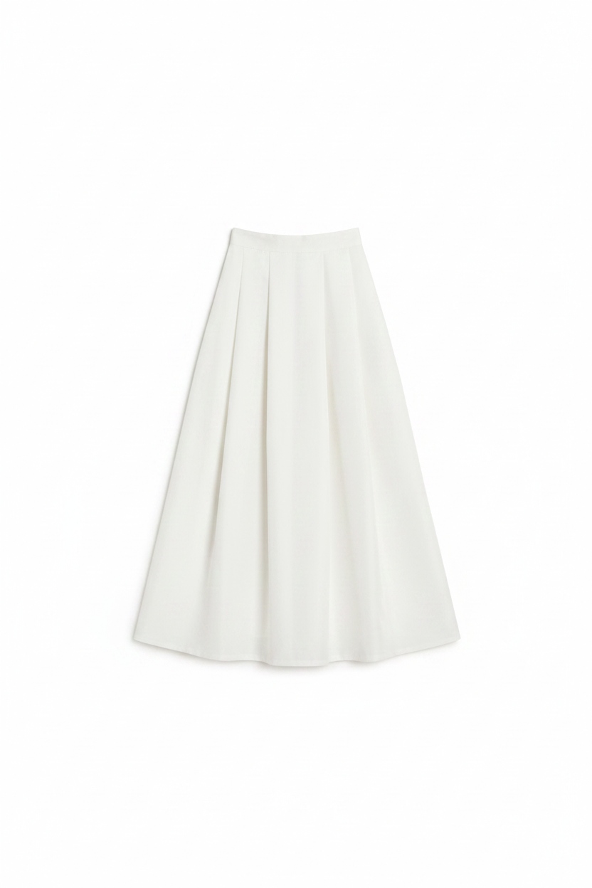 Elegant White Pleated Midi Skirt photo 1