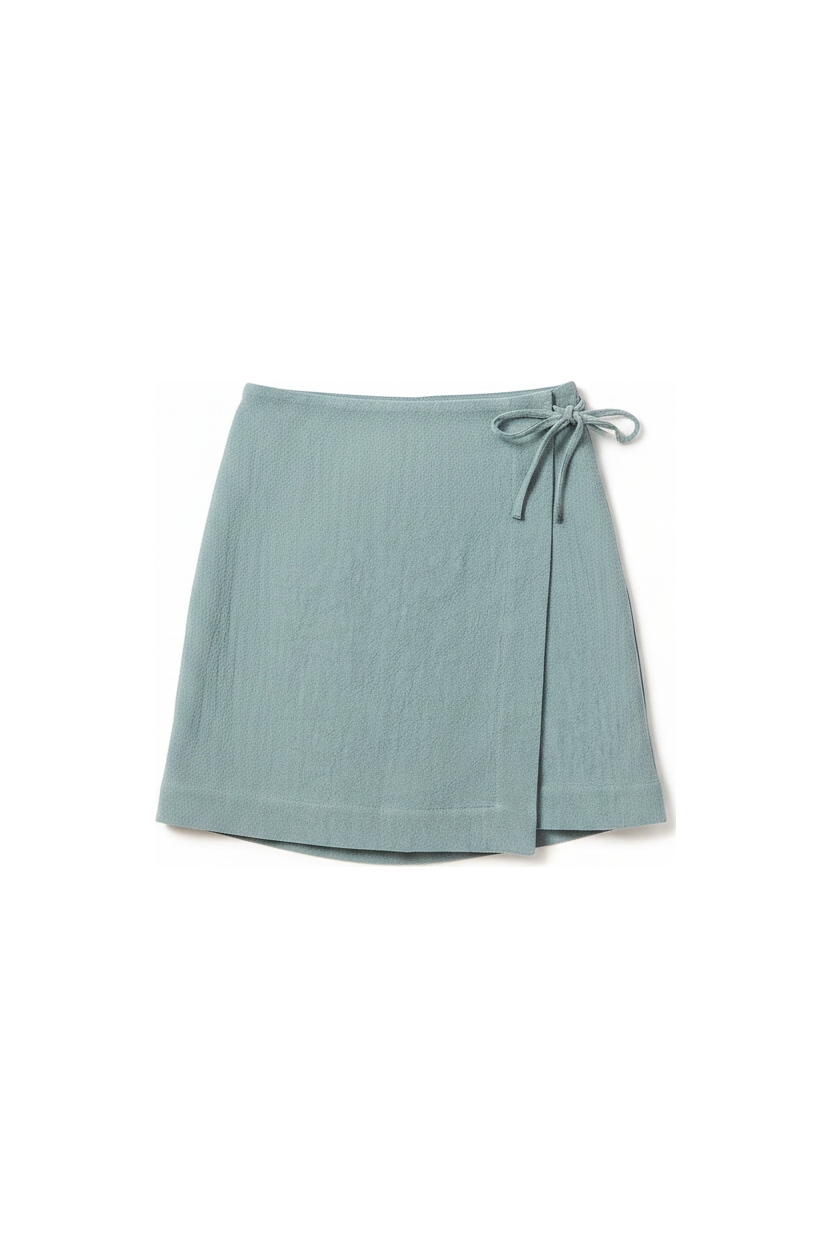 Textured Wrap Mini Skirt in Blue photo 1