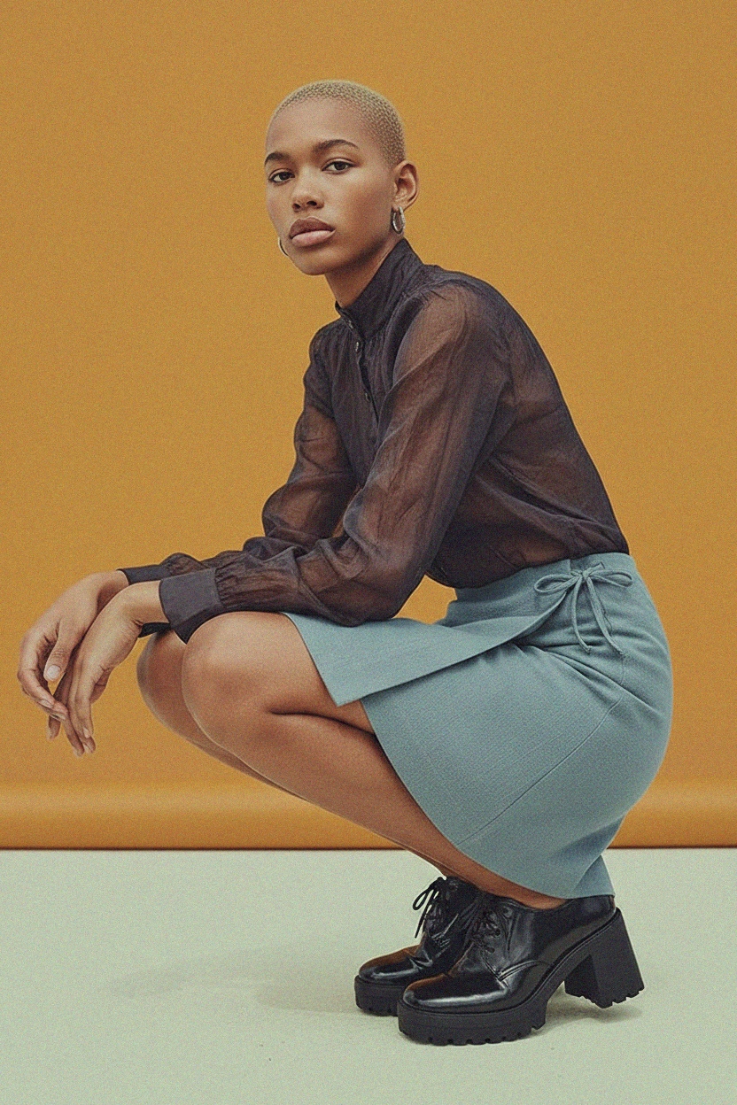 Textured Wrap Mini Skirt in Blue photo 2