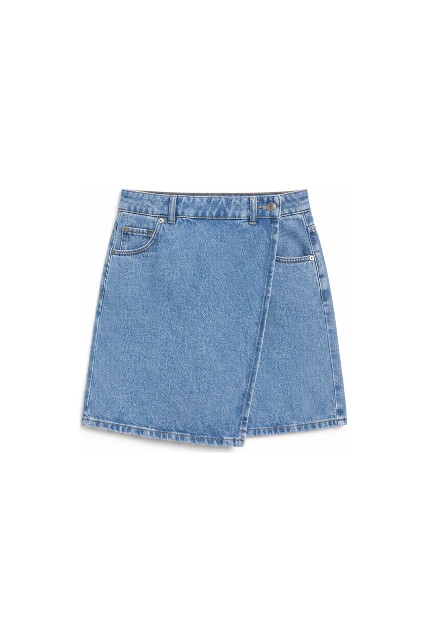 Blue Denim Wrap Mini Skirt photo 1