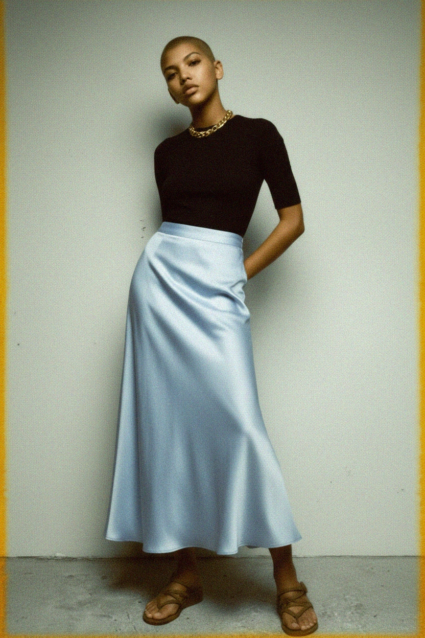 Flowy Light Blue Maxi Skirt photo 2