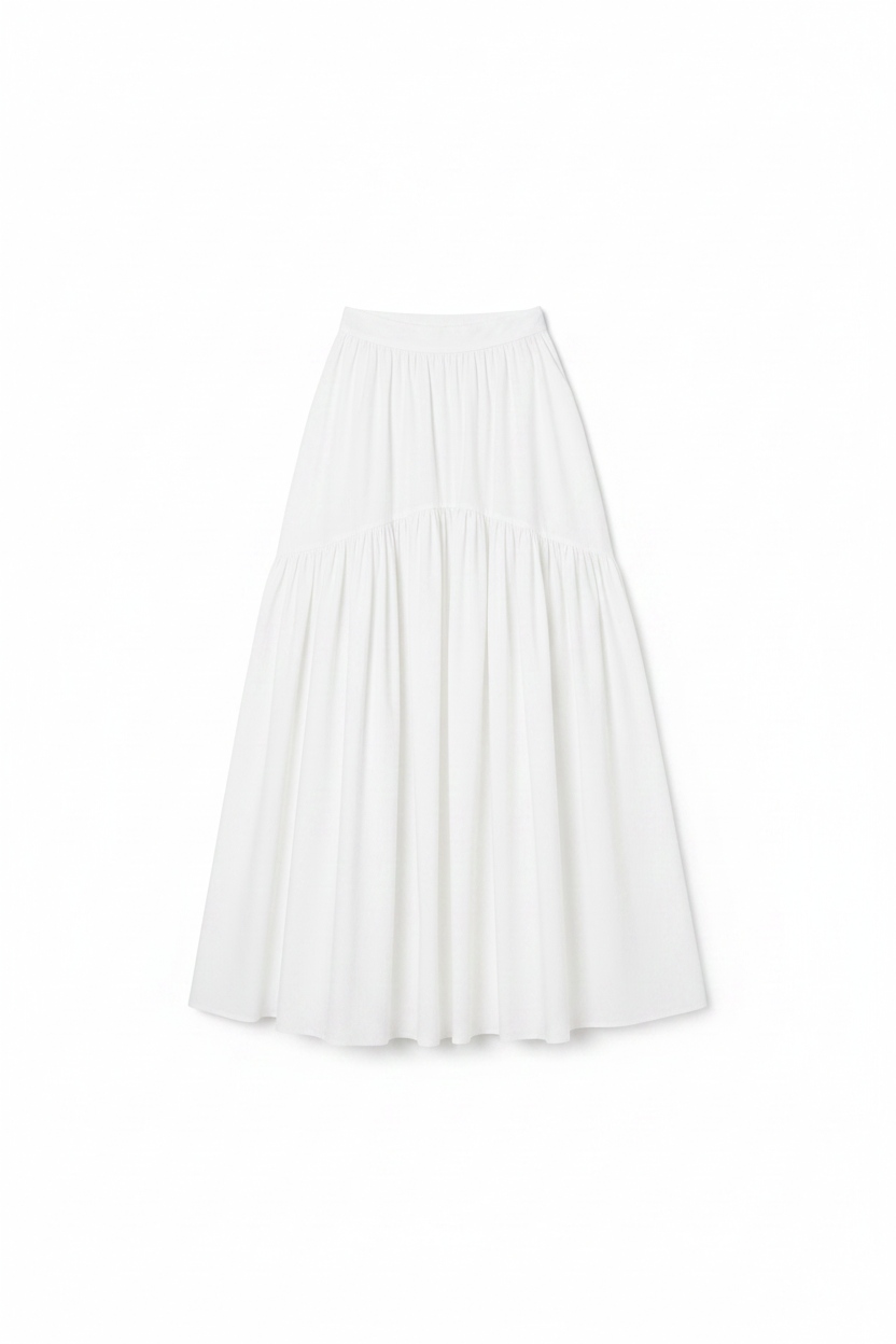 Flowy White Tiered Maxi Skirt photo 1