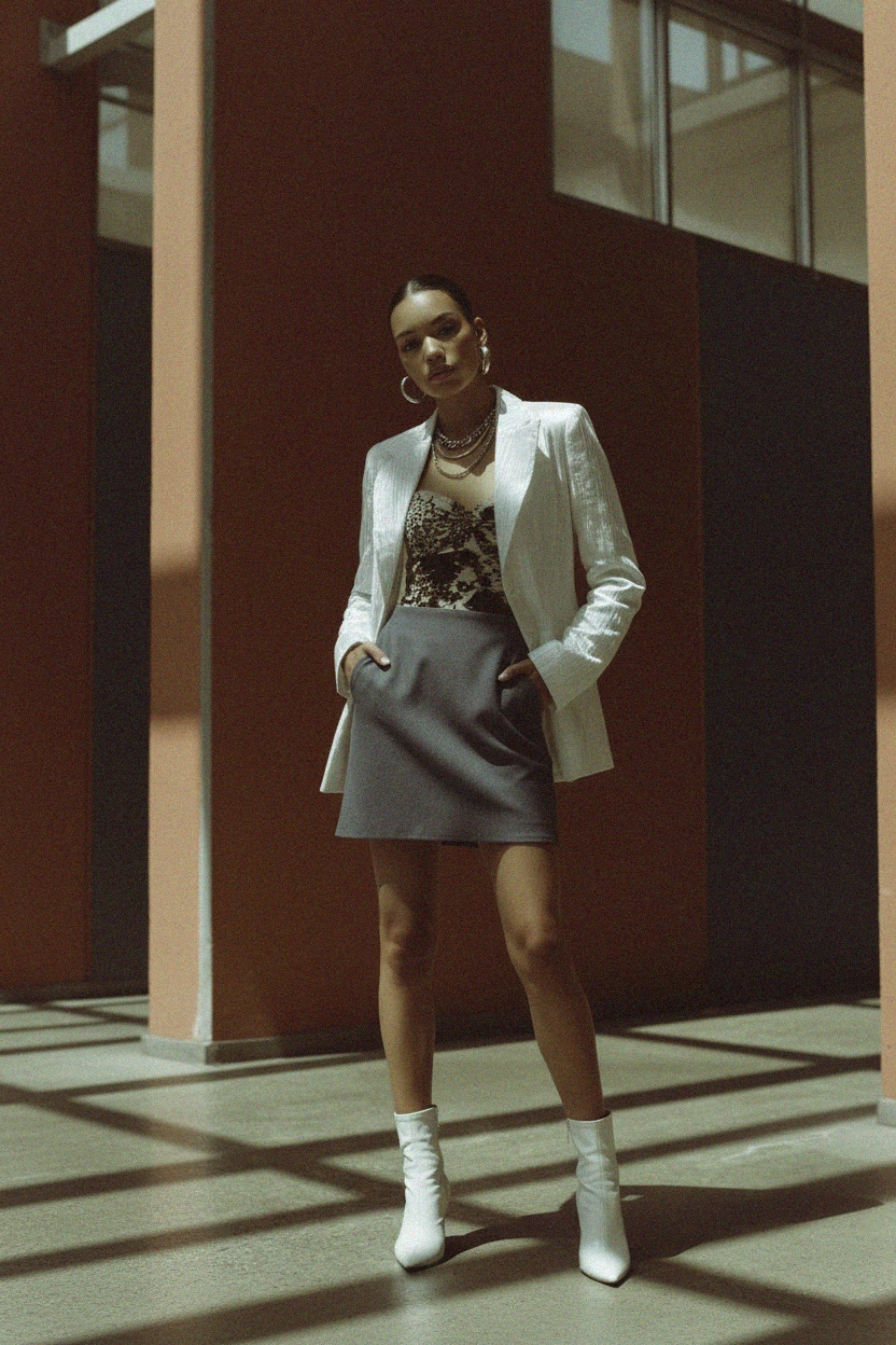 Sleek Grey Mini Skirt photo 2