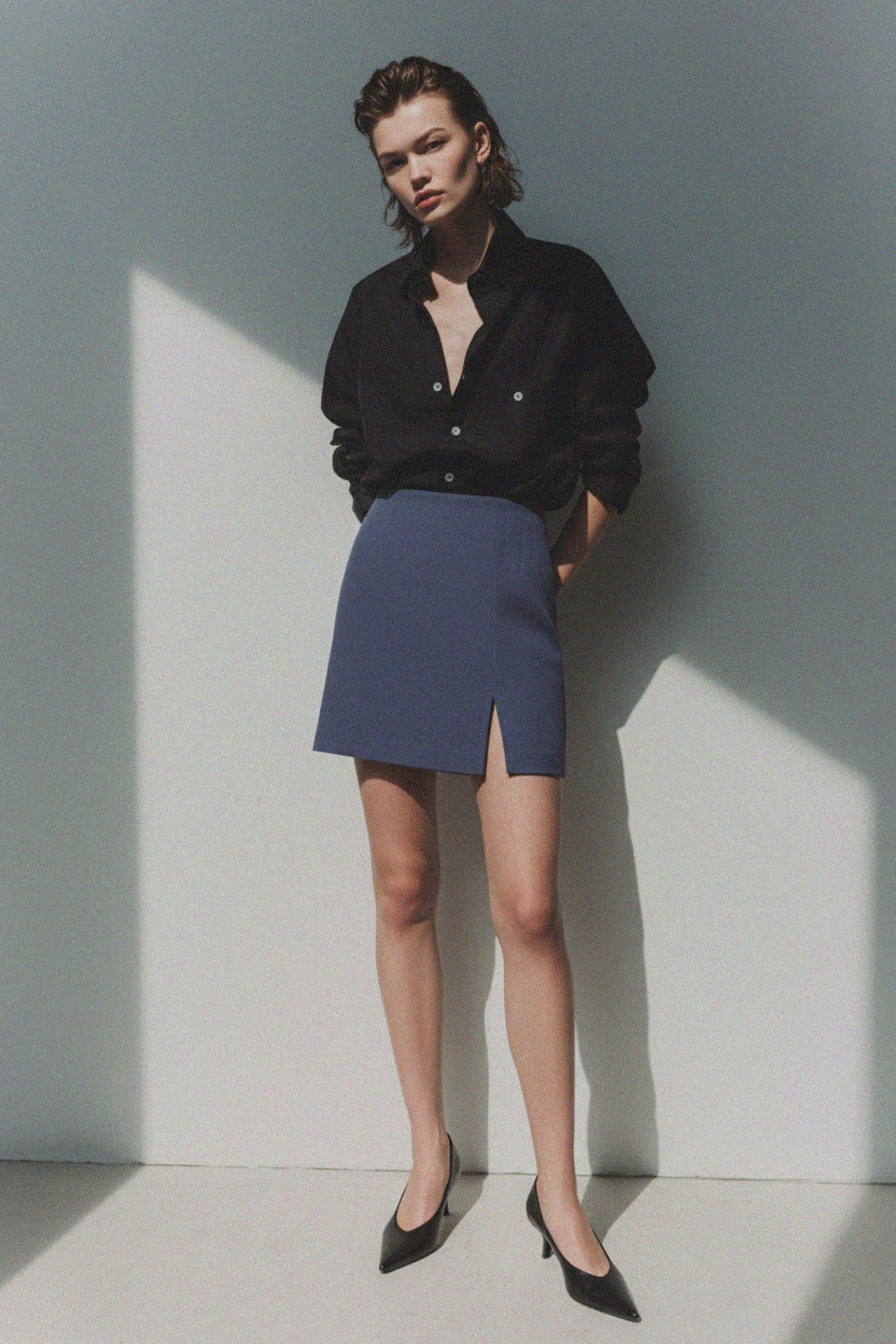 Chic Mini Skirt with Front Slit Detail photo 2
