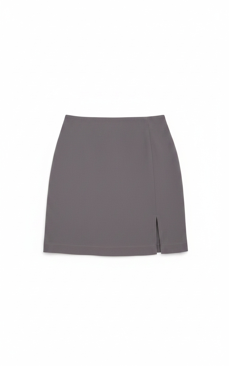 Stylish Grey Mini Skirt with Side Slit photo 1