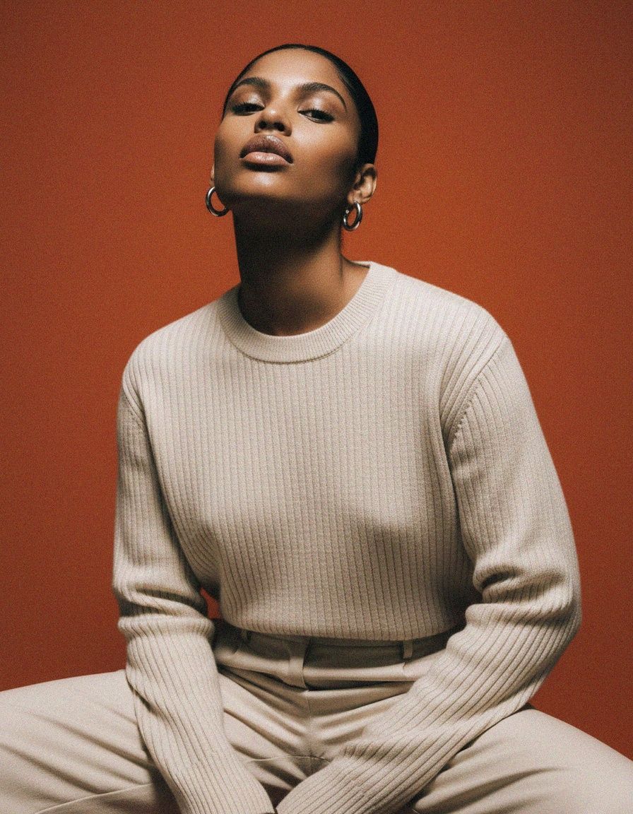 Ribbed Knit Crew Neck Sweater photo 4