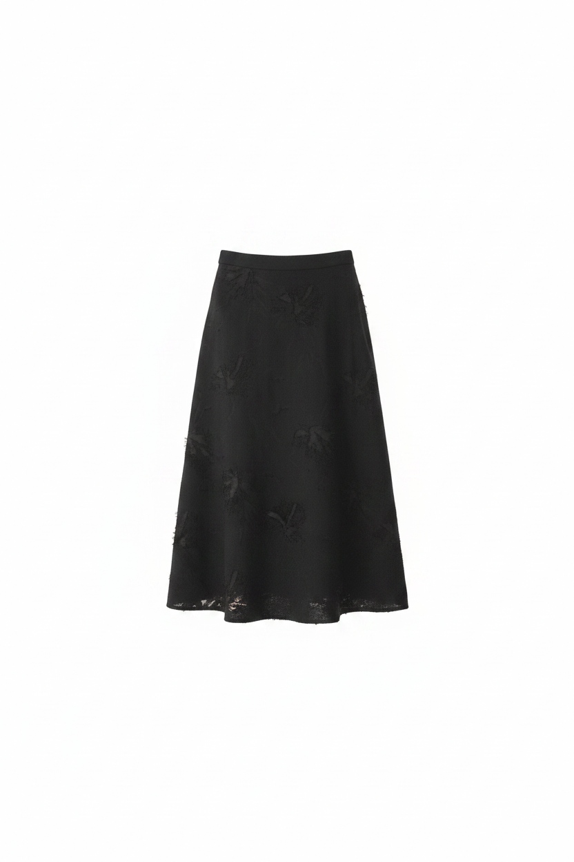Black Textured Midi Skirt photo 1