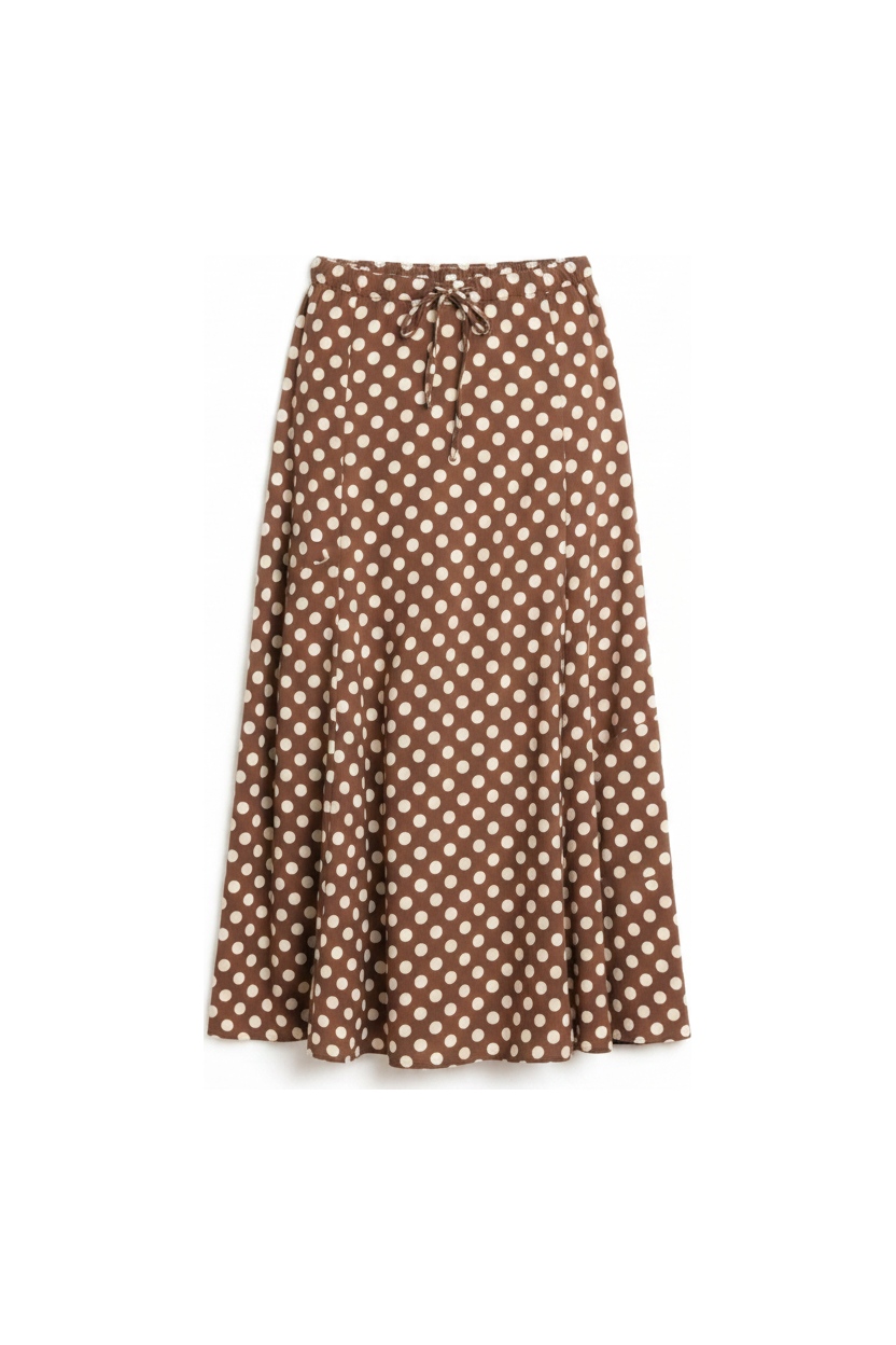 Brown Polka Dot Midi Skirt photo 1