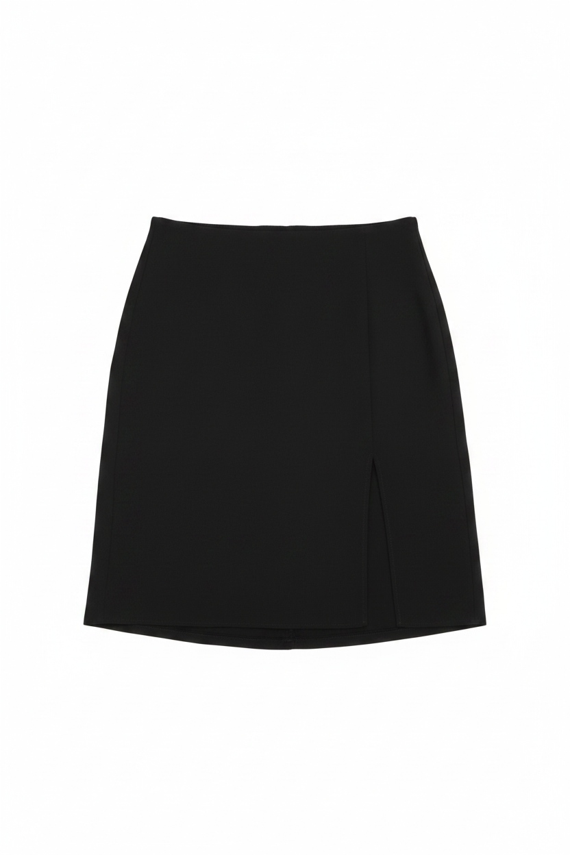 Black Mini Skirt with High Side Slit photo 1