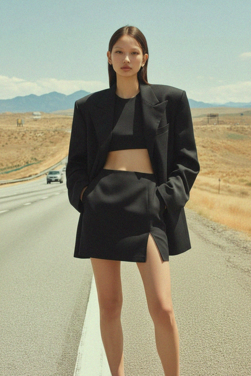 Black Mini Skirt with High Side Slit photo 3