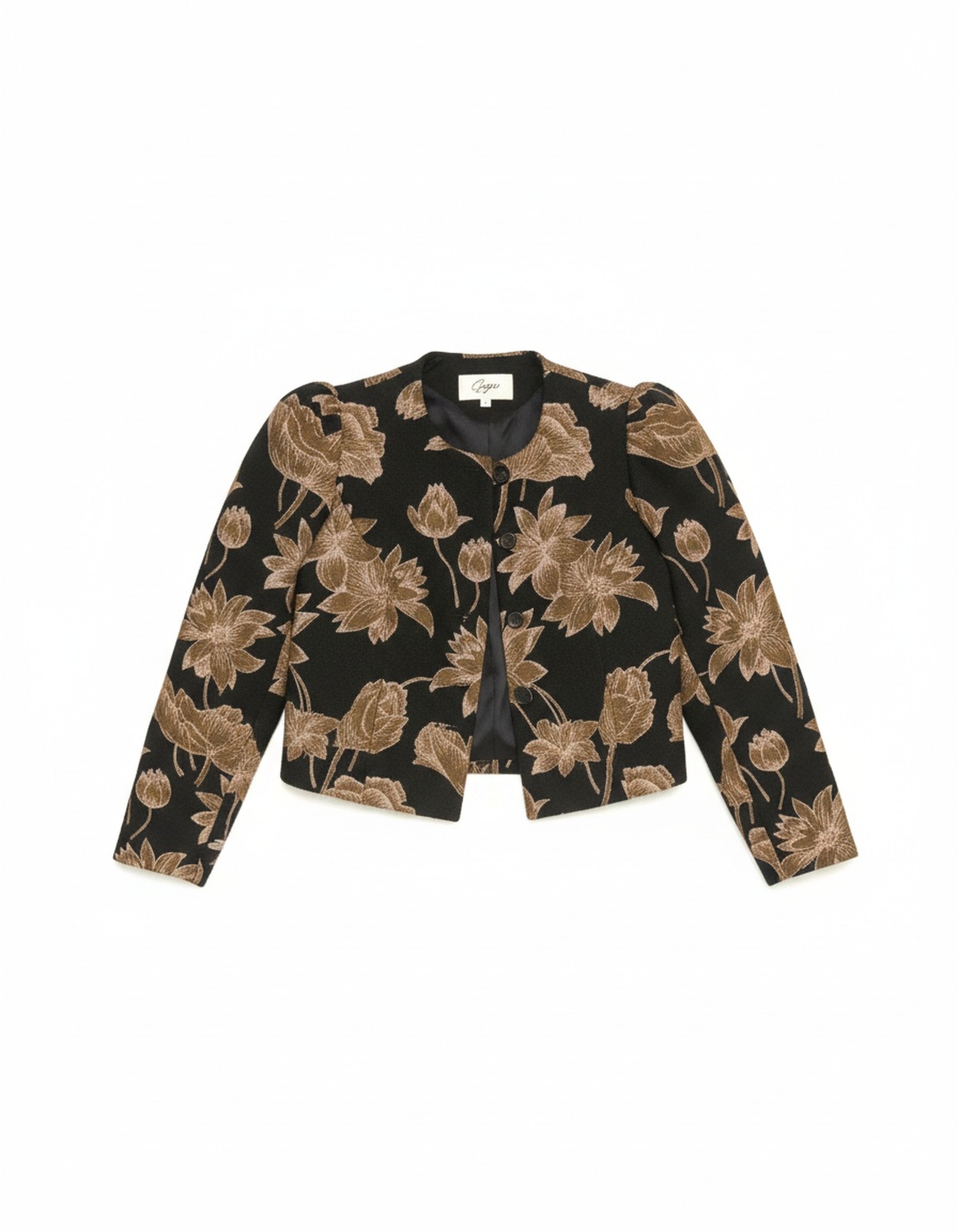 Black Floral Patterned Short Jacket photo 1
