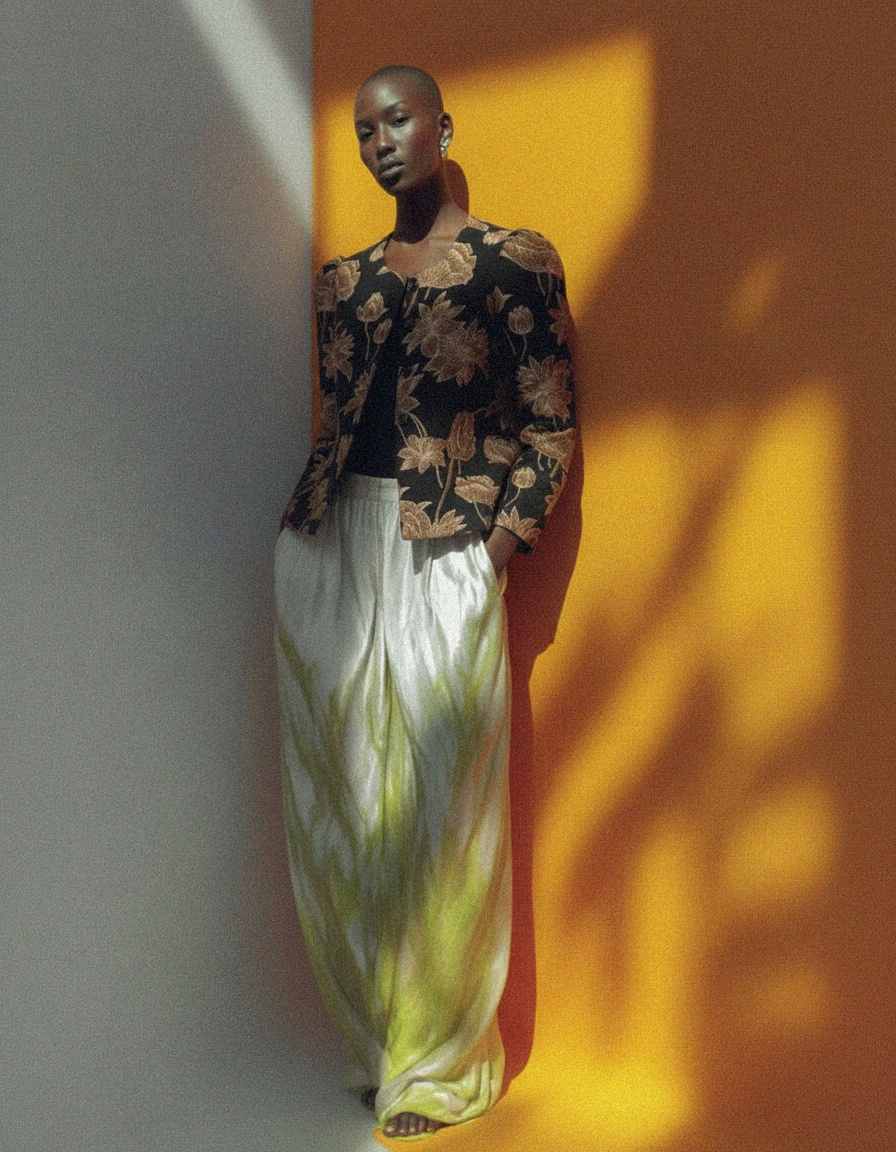 Black Floral Patterned Short Jacket photo 4