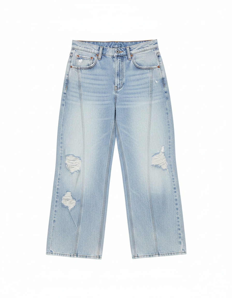 Oversize Distressed Wide-Leg Denim Pants photo 1
