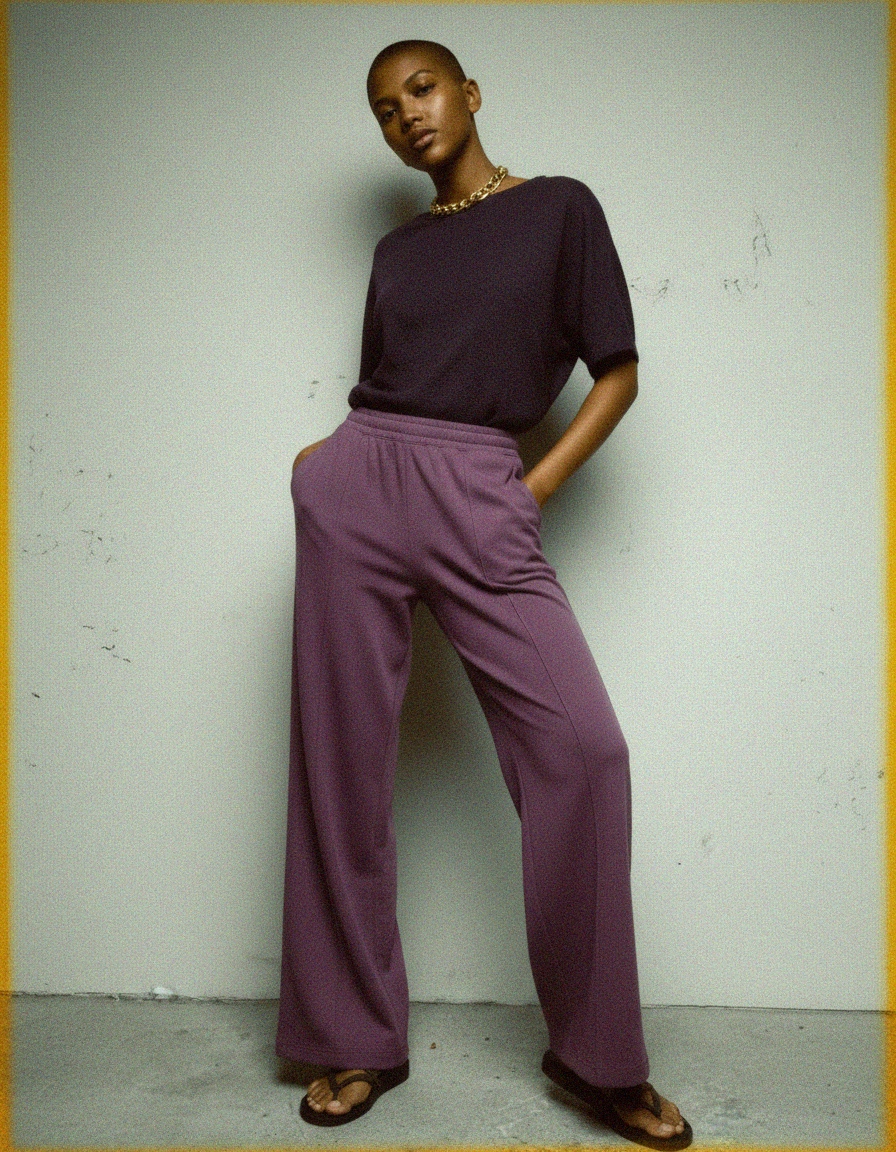 Oversize Purple Wide-Leg Comfort Pants photo 2