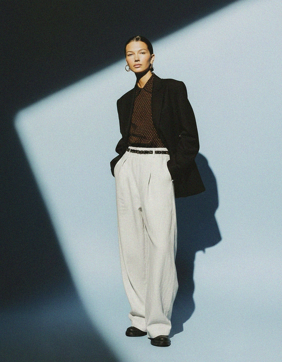 Lightweight Wide-Leg Pants with Elastic Waist photo 2
