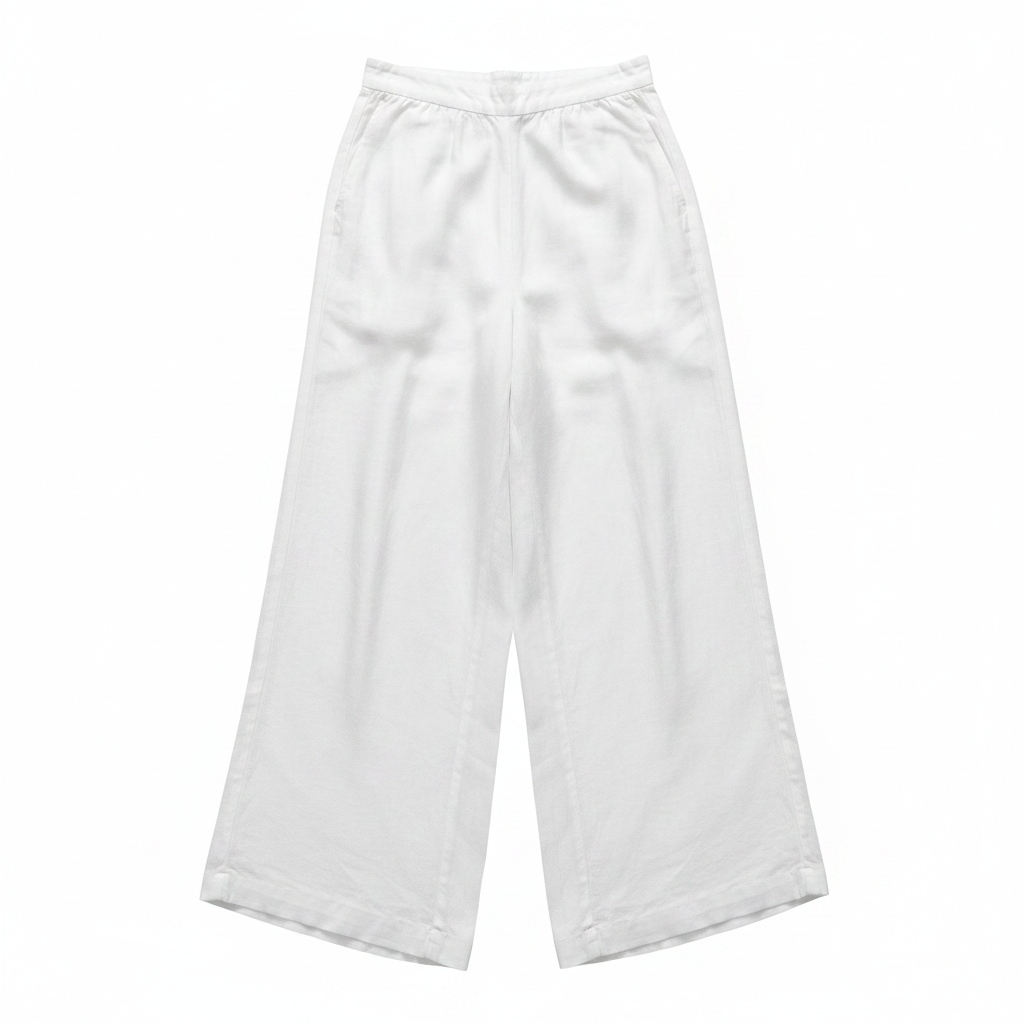 Flowy White Linen Wide-Leg Pants photo 1