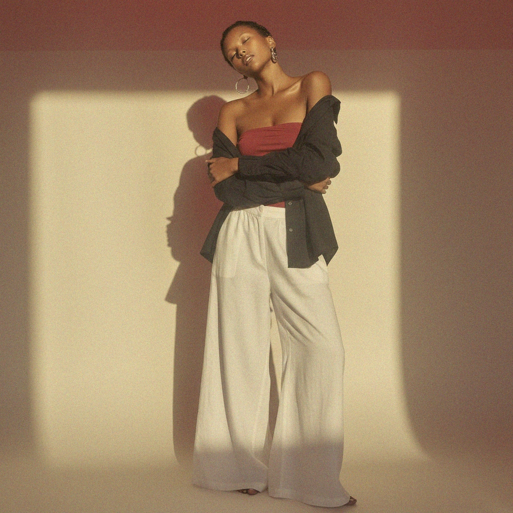 Flowy White Linen Wide-Leg Pants photo 2