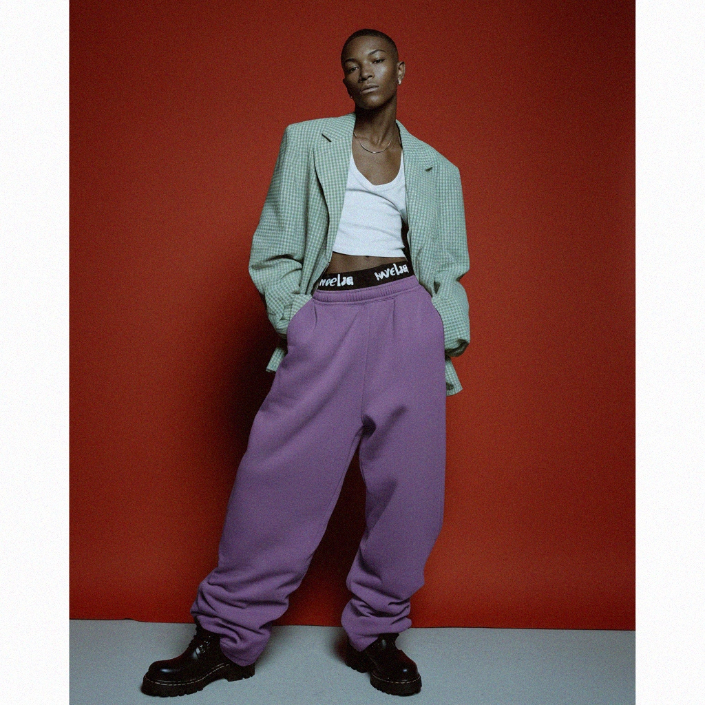 Purple Oversize Cuffed Jogger Pants photo 2