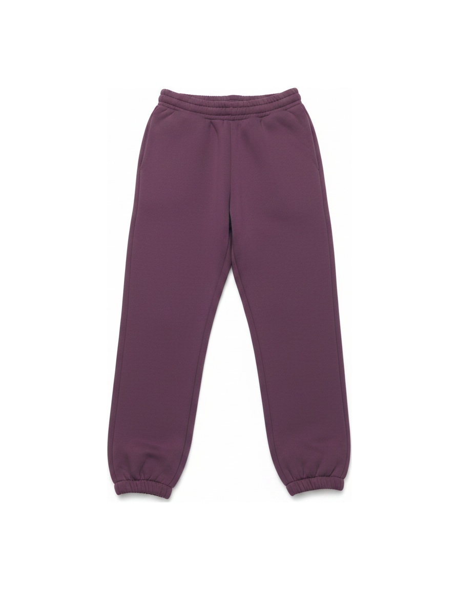 Relaxed Fit Purple Fleece Sweatpants with Cuffed Ankles photo 1