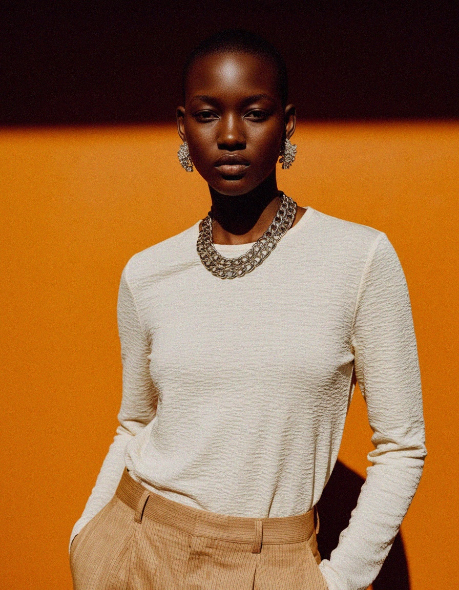 Cream Textured Long-Sleeve Blouse photo 3