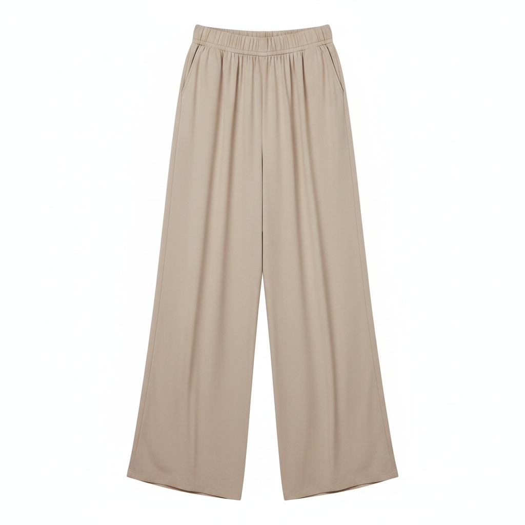 Flowy Wide-Leg Trousers in Soft Beige photo 1