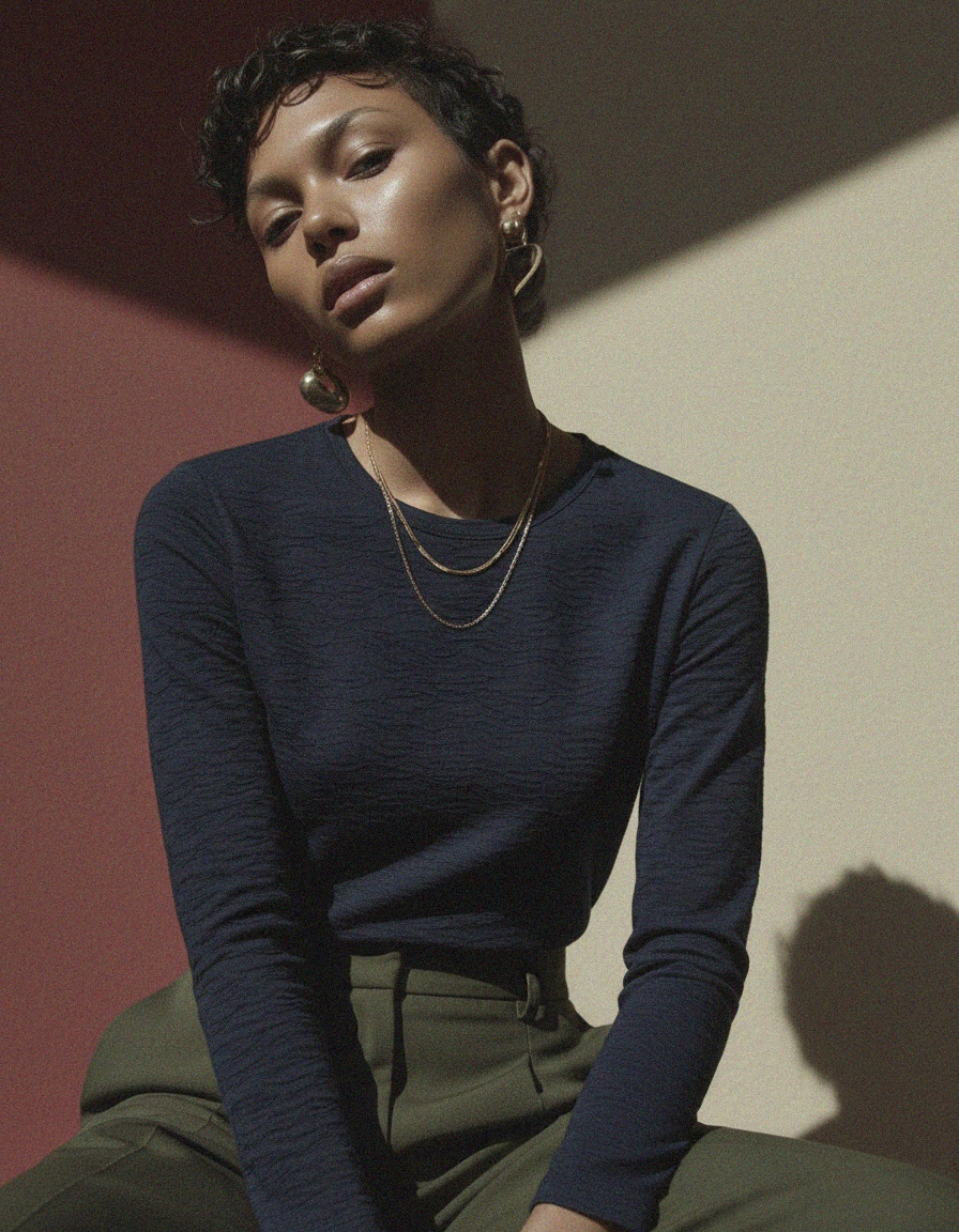 Textured Wave Pattern Long-Sleeve Top photo 4