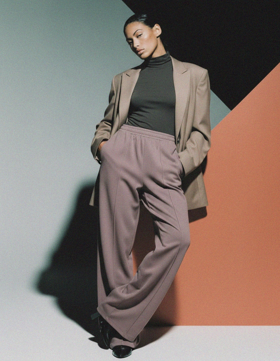 Relaxed Fit Wide Leg Trousers with Elastic Waist photo 2