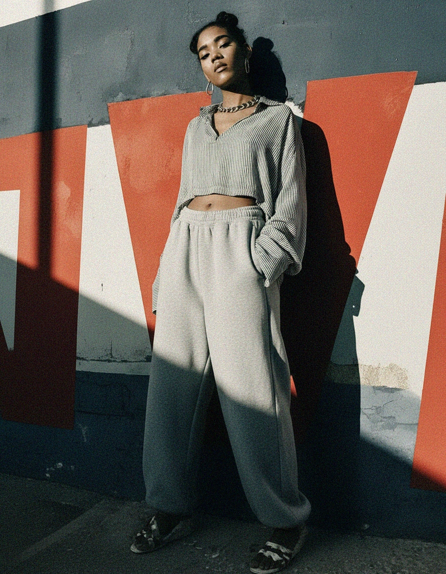 Relaxed Fit Grey Fleece Jogger Pants photo 2