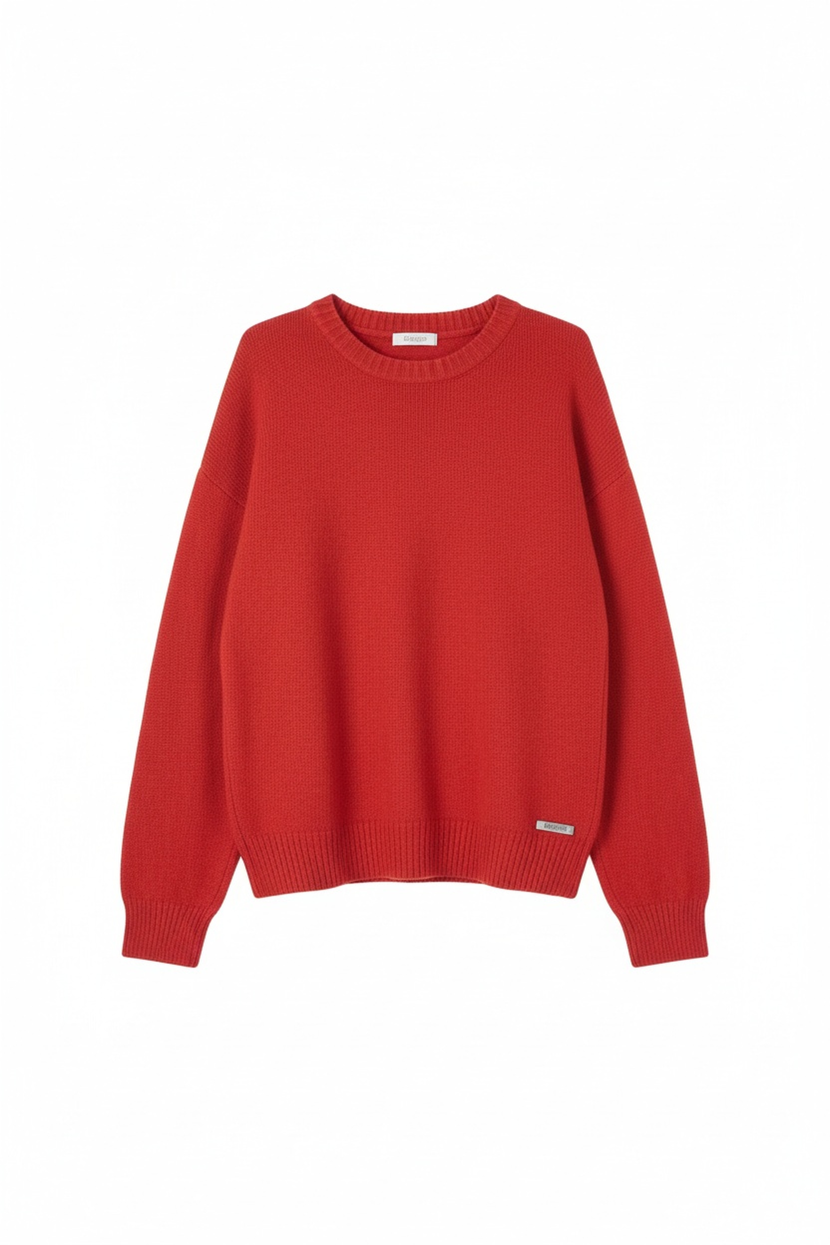 Vibrant Red Knit Sweater with Relaxed Fit photo 1