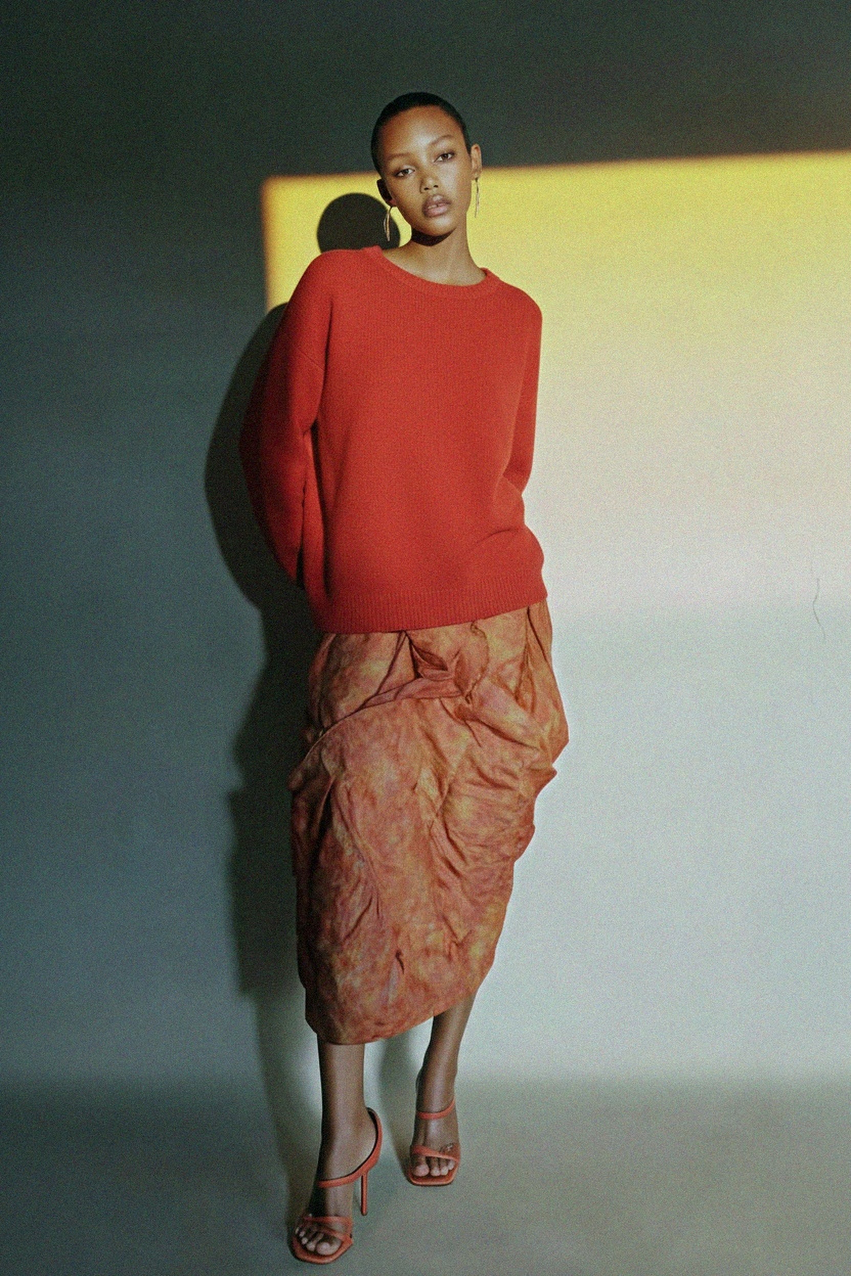 Vibrant Red Knit Sweater with Relaxed Fit photo 2