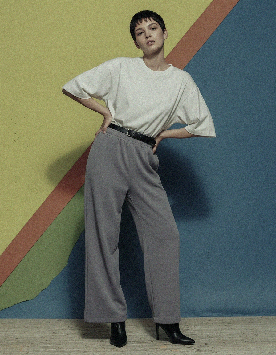 Relaxed Fit Grey Wide Leg Pants photo 2