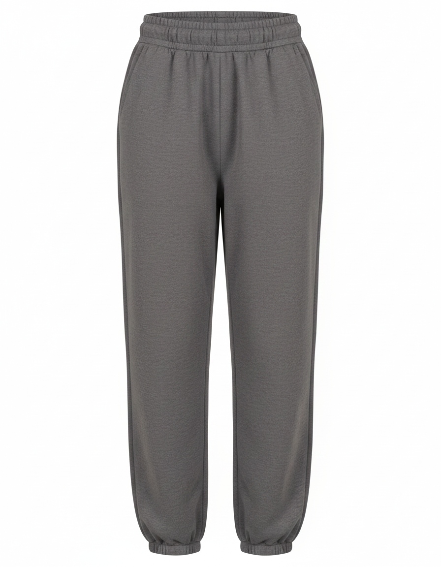 Grey Elastic Waist Cuffed Jogger Pants photo 1