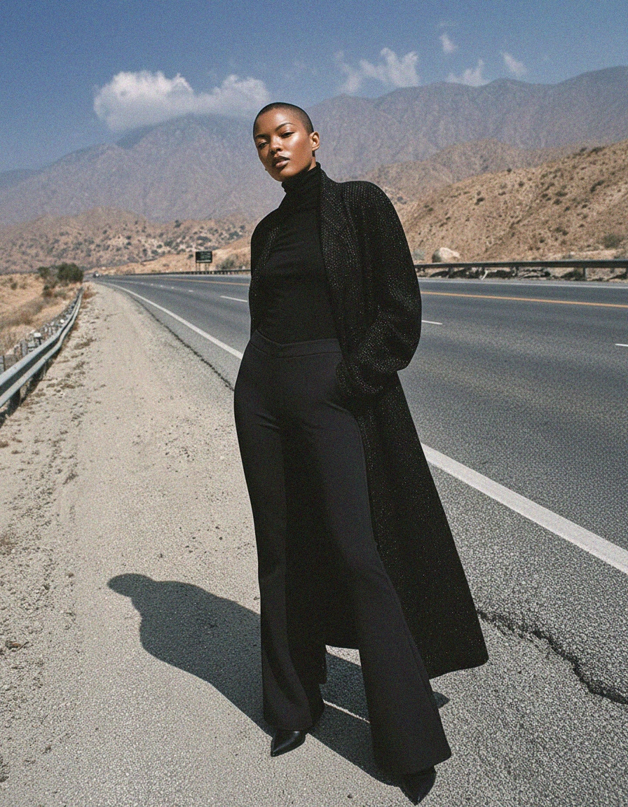 Sleek Black Flared Pants photo 2
